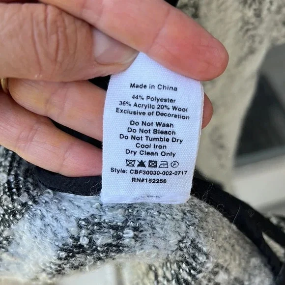 Avec Les Filles Long Line Chunky Knobby Cardigan Jacket Wool Blend Window Pane - Picture 5 of 9